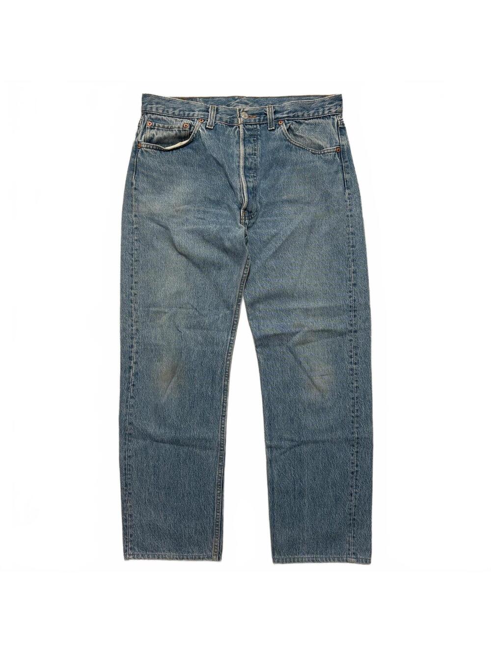 VTG 90's Levi's 501 Faded Light Wash Straight Leg Jeans Men's 32x28 Blue USA